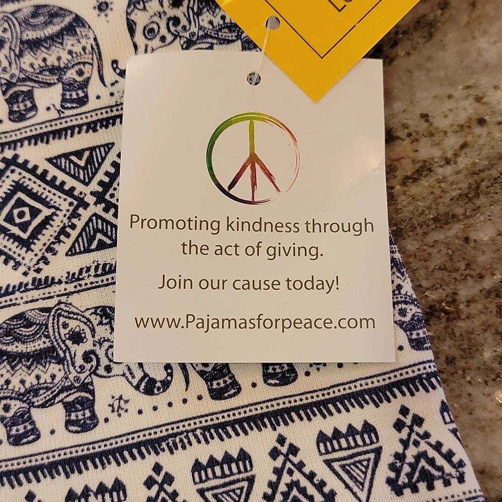 Pajamas For Peace Tranquil Elephant Kids Neutral Organic 2PC Pants Set - Picture 9 of 11